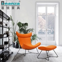 Fauteuil Bonanza CH022 Nordic Snail, fauteuil en cuir unique, design orange, salon, maison, détente, fauteuil lounge unique