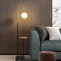 Abat-jour de boule de verre en bois marbré Table basse lampadaire chevet charge sans fil éclairage debout USB pour hôtel maison Villa