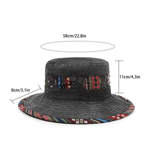 Sombrero <span class=keywords><strong>de</strong></span> Pescador Étnico Personalizado, <span class=keywords><strong>de</strong></span> Moda para Primavera y Verano, para Exteriores, Estilo Retro, con Borde Grande, Efecto Desgastado - Product Image 3