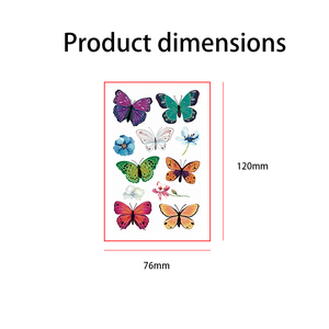 Adesivi Temporanei Impermeabili a Forma di Farfalla Colorata su Carta Bianca per Applicazione su Viso o Corpo, Farfalle Simulate - Product Image 6