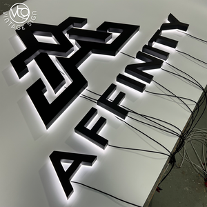 Insegne Luminose LED Personalizzate con Retroilluminazione Nera, Logo 3D in Metallo <span class=keywords><strong>per</strong></span> Uffici, Aziende e Negozi - Product Image 1
