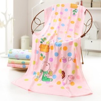 Toalla de baño grande para niños, absorbente, con estampado de lunares de dibujos animados, de fibra superfina Longren, toalla de playa de secado rápido para uso en el baño