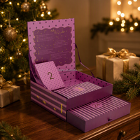 Boîte Calendrier Personnalisée 24 Jours OEM ODM, Boîte Cadeau Rigide de Luxe à Double Tiroir, Boîte Surprise Mystère, Impression CMYK, Fabrication en Usine