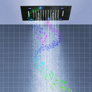 Set <span class=keywords><strong>Doccia</strong></span> Nero con Musica, <span class=keywords><strong>Termostatico</strong></span>, 3 Funzioni: Soffione <span class=keywords><strong>Doccia</strong></span> a Pioggia, Nebulizzatore e Cascata, Montaggio a Soffitto Incassato - Product Image 5