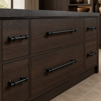 Poignée de meuble moderne en alliage d'aluminium noir mat pour tiroir de bar, armoire de cuisine, fabrication OEM, antirouille, durable