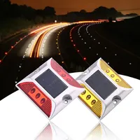 Lampe de signalisation routière LED solaire tout aluminium avec écran d'affichage, type œil de chat, protection IP68, à montage au sol, pour allée, signalisation routière surélevée, avertissement