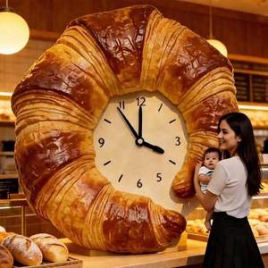 Sculpture <span class=keywords><strong>Horloge</strong></span> <span class=keywords><strong>de</strong></span> <span class=keywords><strong>Boulangerie</strong></span> en Résine et Fibre <span class=keywords><strong>de</strong></span> Verre 3D, Design Original d'Usine, Thème Pâtisserie Réaliste, Créative et Pratique - Product Image 6