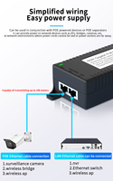 Injecteur PoE CAT5E CAT6 compatible 10/100/1000 Mbps Gigabit Ethernet, norme IEEE 802.3af, 52V 60W, adaptateur VLAN