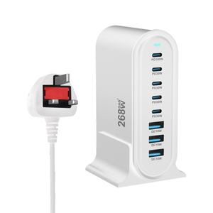 Adaptateur GaN 268W 8 ports 5c3a <span class=keywords><strong>Chargeur</strong></span> USB rapide Pd3.0 <span class=keywords><strong>Chargeur</strong></span> de bureau multifonction pour téléphones mobiles et ordinateurs portables - Product Image 4