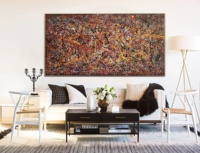 Peintures de style Jackson Pollock, art abstrait, peinture à l'huile colorée, urbaine, à texture fine