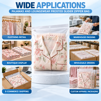 Sac de vêtements personnalisé avec fermeture éclair coulissante givrée, résistant à l'humidité, pour pyjamas et vêtements de détente, impression par gravure, matériau PA+PE mat
