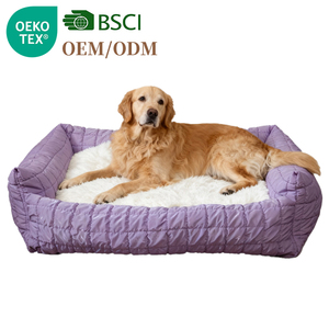 Cama de Lujo para Mascotas, Tejido Impermeable, Color Morado y Blanco, Fibra, Rectangular, Diferentes Tamaños, Logotipo Personalizado, Cama para Mascotas de Interior - Product Image 1