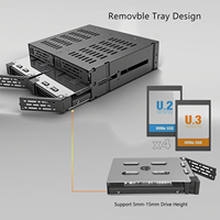 Rak Enclosure Mobile 4 Bay 15MM U.2 U.3 NVMe 2.5" SSD PCIe 4.0 yang Dapat Dilepas untuk Bay Drive 5.25"