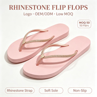 Tongs de plage personnalisées avec logo pour femme – Sandales d'été tendance à strass, dessus en PVC, séchage rapide, antidérapantes pour l'extérieur