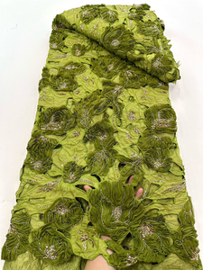 Tela <span class=keywords><strong>de</strong></span> Encaje Africano <span class=keywords><strong>de</strong></span> Alta Calidad NI.AI con Apliques 3D, Flores con Volantes y Pedrería, Encaje Nigeriano <span class=keywords><strong>de</strong></span> Lujo para Vestidos <span class=keywords><strong>de</strong></span> Fiesta y Bodas - Product Image 6