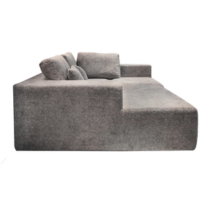 Light Grey Teddy Fleece Vacuum Compressed L-Shaped Modular Sectional <b>Sofa</b> With Chaise Lounge For Living Room - Product Image 3