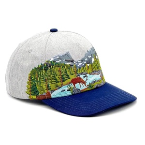 Gorra Snapback de 6 Paneles con Diseño de Ciervo de Montaña Bordado Personalizado OEM, Unisex, Casual para Exteriores, con Visera Azul, de Hilo de Algodón - Product Image 2