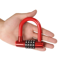 Mini serrure en U à combinaison à 4 chiffres chaîne de porte intelligente serrure de câble de vélo accessoires en acier durables pour vélos coffre-fort antivol