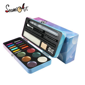 Nueva llegada 18 colores portátil brillo pleocromático sólido acuarela caja de lata conjunto pintura agua colores uñas belleza - Product Image 1