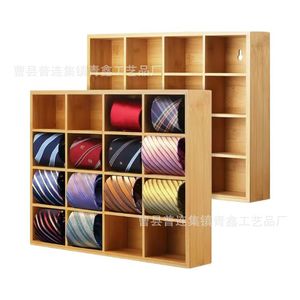 Boîte organisatrice de cravates en bois, murale, 4 couches, multi-compartiments, pour cravates pour hommes, utilisation en intérieur - Product Image 3