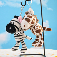 Mini peluche zèbre porte-clés Kawaii doux peluche jouets peluche petit cheval brun zèbre âne Peluches porte-clés sac pendentifs