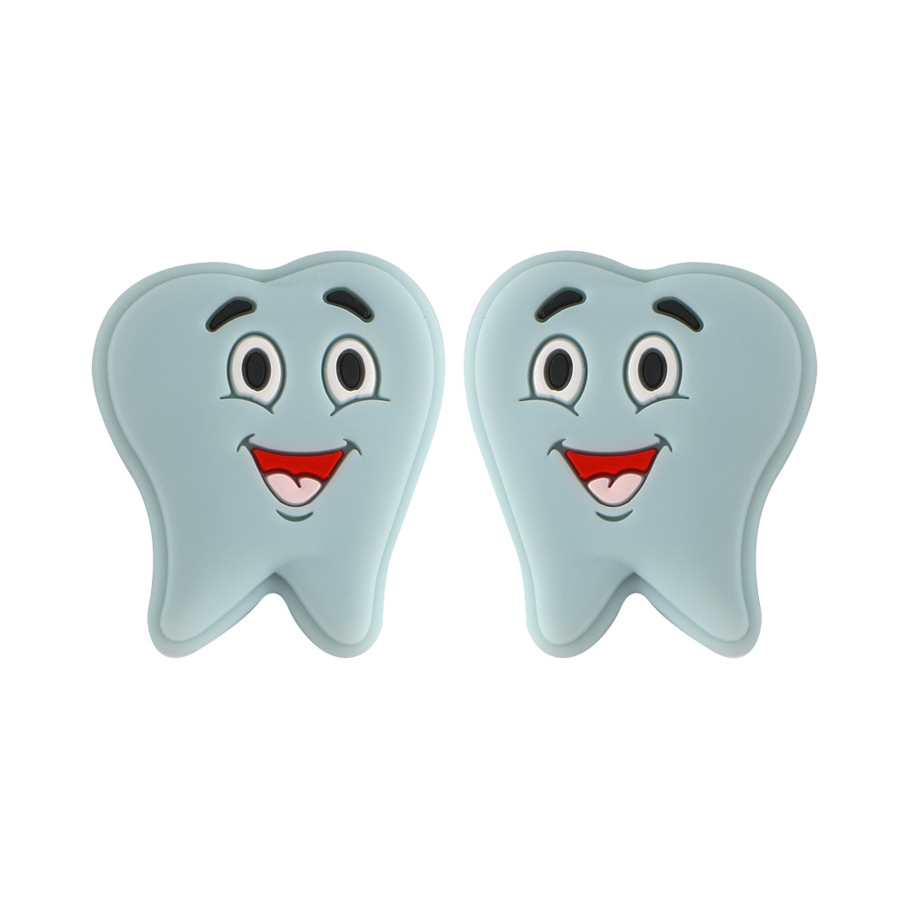 Perle focale en forme de dent, bleu poudré SA157