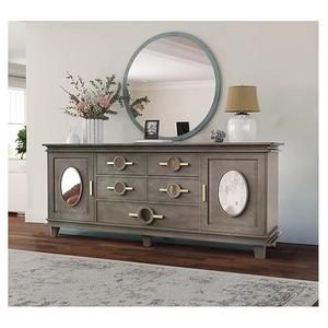 Buffet moderne pleine grandeur avec accents miroir, fabriqué en bois de manguier massif à 100 %, au design élégant et à la construction durable - Product Image 3