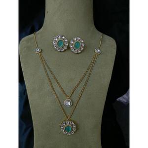 Ensemble de collier à pendentif de qualité supérieure pour filles femmes AD CZ laiton plaqué or rose ethnique pour la fête - Product Image 4