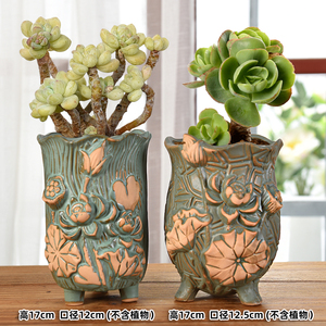 Bel vaso di fiori in ceramica marrone blu per uso interno esterno unico tacche fioriera per <span class=keywords><strong>piante</strong></span> <span class=keywords><strong>grasse</strong></span> Cactus - Product Image 3