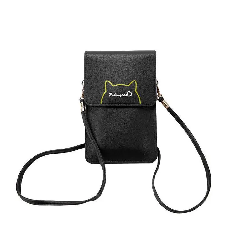 Son PU deri güzel cüzdan kızlar sevimli kedi kısa bayanlar çanta kız karikatür mini çanta kadınlar için