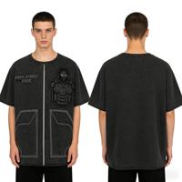 Fournisseur OEM/ODM de sweats à capuche streetwear : T-shirt zippé pour homme Dark Street Code, motif graphique 3D Armor, coupe oversize décontractée