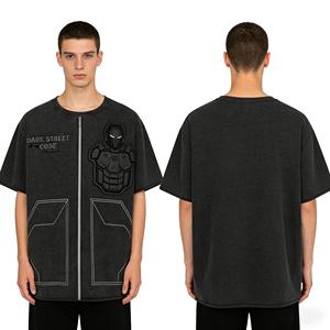 Proveedor de Ropa Urbana OEM/ODM: Camiseta con Cremallera Dark Street Code para <span class=keywords><strong>Hombre</strong></span>, Gráfico 3D de Armadura, Estilo Casual Oversize - Product Image 3