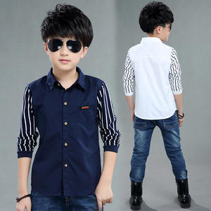 Blusas y Camisas para Niños, Camiseta a Rayas para Niños, Primavera-Otoño 2021, Camisas Polo Blancas Casuales, Ropa Exterior de Marca Escolar para Adolescentes, Algodón - Product Image 4