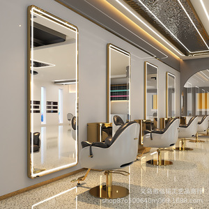 LED Hair Salon <b>Mirror</b> Wall Mounted <b>Makeup</b> Vanity <b>Mirror</b> Stainless Steel Frame Beauty Studio Furniture - Product Image 4
