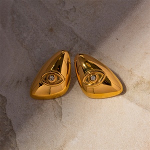 Pendientes de Moda Chapados en Oro con Zirconia para Mujer, Diseño de Ojo, Pendientes Llamativos - Product Image 4