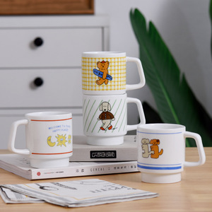 Mug en céramique empilable blanc personnalisé, pour la maison, le bureau, mug à café vintage - Product Image 1