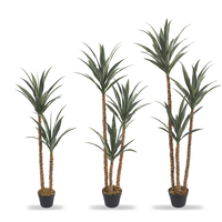 Plante artificielle Yucca moderne personnalisée en PE, toucher réel, 3 tiges, pour décoration de salon, plante d'intérieur en pot