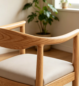 Modern Wooden <b>Armchair</b> With White Cushion Scandinavian Style Living Room Chair For Bedroom Home Furniture - Product Image 3