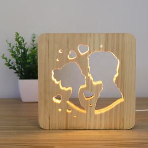 ขายดีที่สุดโคมไฟกลาง<span class=keywords><strong>คืน</strong></span>ทำจากไม้3D น่ารักพร้อมสาย USB ไฟ LED อารมณ์ของที่ระลึกของขวัญสำหรับแฟนหนุ่ม - Product Image 4