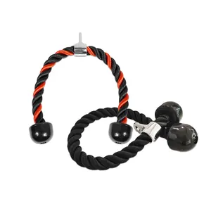 Gym Accessories Bodybuilding Black Red Double Grip Nylon Braided Tricep Rope For Sover Machine