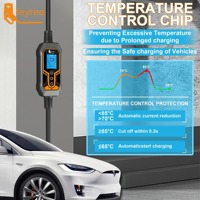 Cargador de Vehículos Eléctricos Feyree de 7kW Tipo 2, Monofásico, 32A, Ajustable, con Control por WiFi y Aplicación, Pantalla LCD, 264V, Portátil, con Adaptador