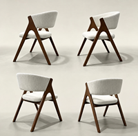 Chaise de salle à manger rembourrée moderne avec pieds en bois massif en forme de A, chaise d'appoint en tissu luxueux pour salle à manger, restaurant