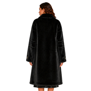 Manteau long vintage en fausse fourrure pour <span class=keywords><strong>femme</strong></span>, avec poignets dorés décoratifs, veste épaisse et chaude en peluche, idéal pour les fêtes formelles et les tenues d'extérieur par temps froid - Product Image 3