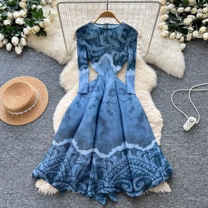 Robe plissée florale évasée fluide et luxueuse pour femme, taille haute, idéale pour l'été - Product Image 3