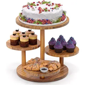 Лидер продаж, 4-ярусная круглая деревянная подставка для торта, Высококачественная подставка для торта, для дня рождения, поставщик