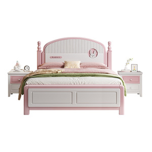 Letto per Bambini in Legno Massello, Letto Principessa per Camera <span class=keywords><strong>da</strong></span> Ragazza, Letto Grande per Studentesse, Arredamento di Lusso Leggero - Product Image 3