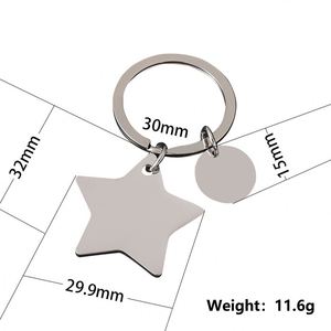 High Quality Blank Star <b>Custom</b> Stainless Steel <b>Keychain</b> with Small Round Piece - Product Image 2