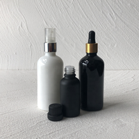 Botol Pipet Lab 30 ml 1 oz dengan Tutup Bambu Hitam Doff dan Dispenser Pipet Kaca untuk Minyak Rambut, Minyak Jenggot, Bahan Kimia, Cologne, Parfum