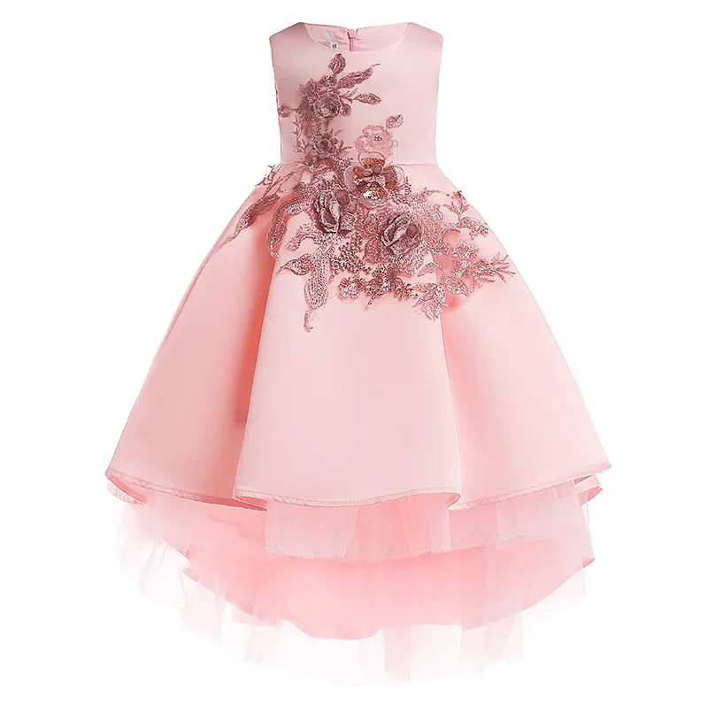 Yüksek kaliteli güzellik çocuk çocuklar için en iyi parti giymek 7 yaşında bebek kız çiçek süsleme kolsuz resmi elbise