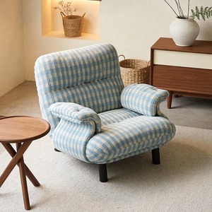 <span class=keywords><strong>Fauteuil</strong></span> individuel en tissu bleu ciel style coréen, décontracté, inspiré des designers, à carreaux bleu ciel - Product Image 3